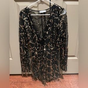 Black & gold sparkly romper